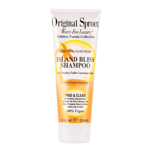 Original Sprout Island Bliss Shampoo in an 8 oz tube for thicker, fuller, luxurious hair care