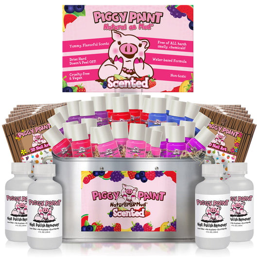 Piggy Paint scented nail polish set featuring vibrant colors and non-toxic formula for kids