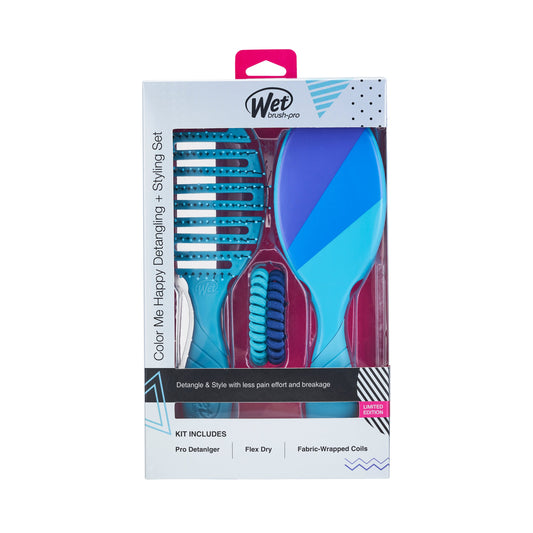 Wet Brush Color Me Happy Kit featuring detangling brush, comb, and styling tools for easy hair care