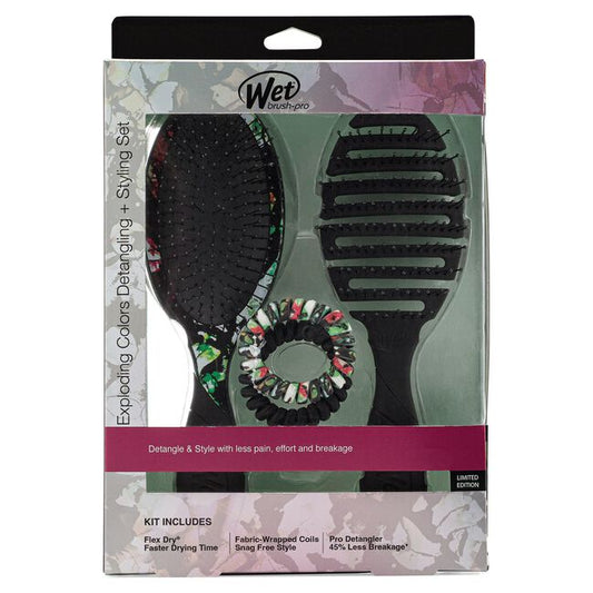 Wet Brush Exploding Color Kit including detangling brush and hair accessories for easy styling
