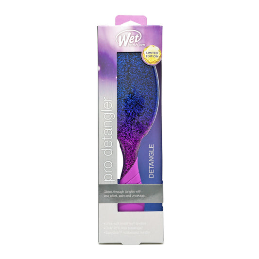 Wet Brush Gilded Glamour Detangler in sparkling blue and purple, designed for easy tangle removal