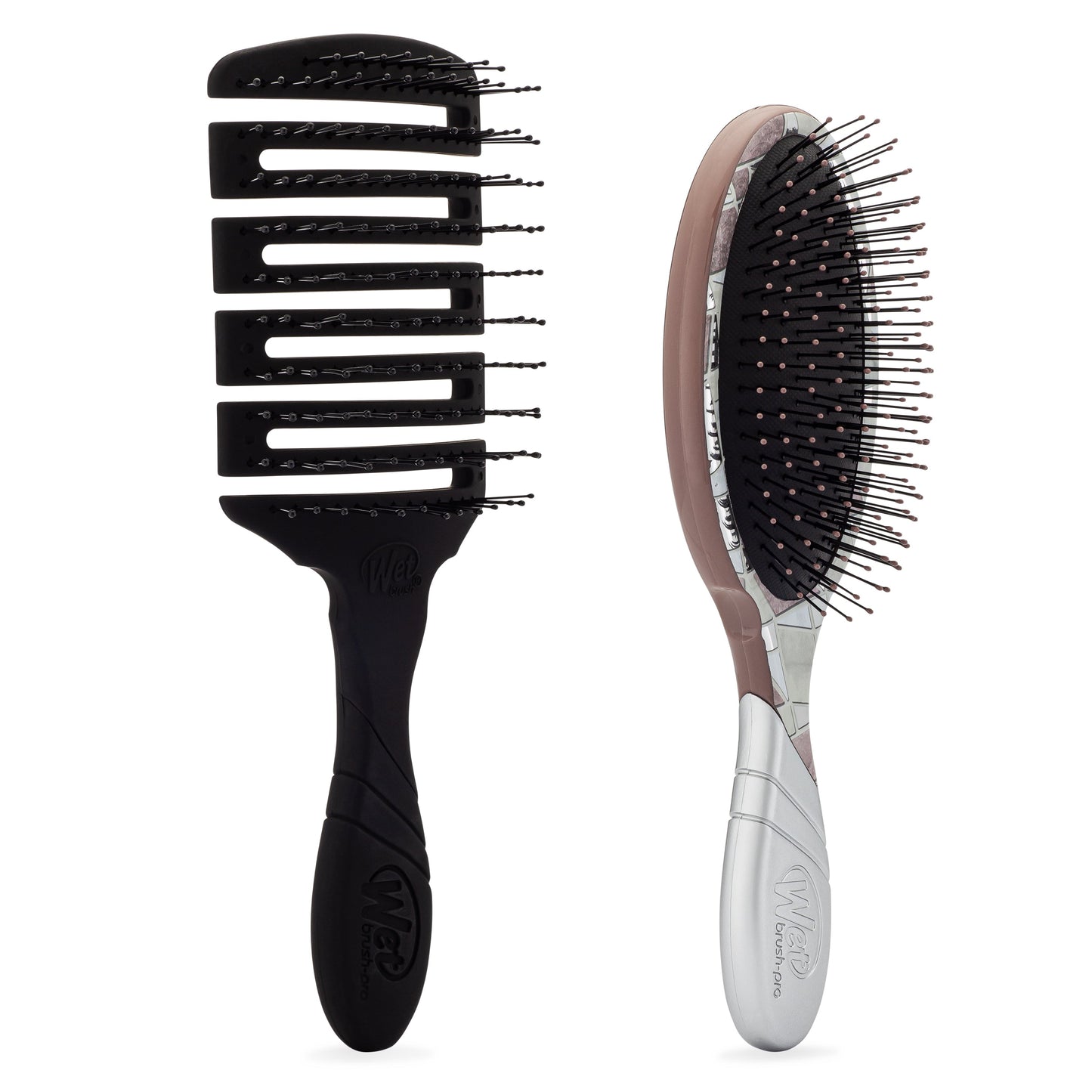 Wet Brush Graphic Monochrome Kit featuring a detangler and styling brush for hassle-free hair care
