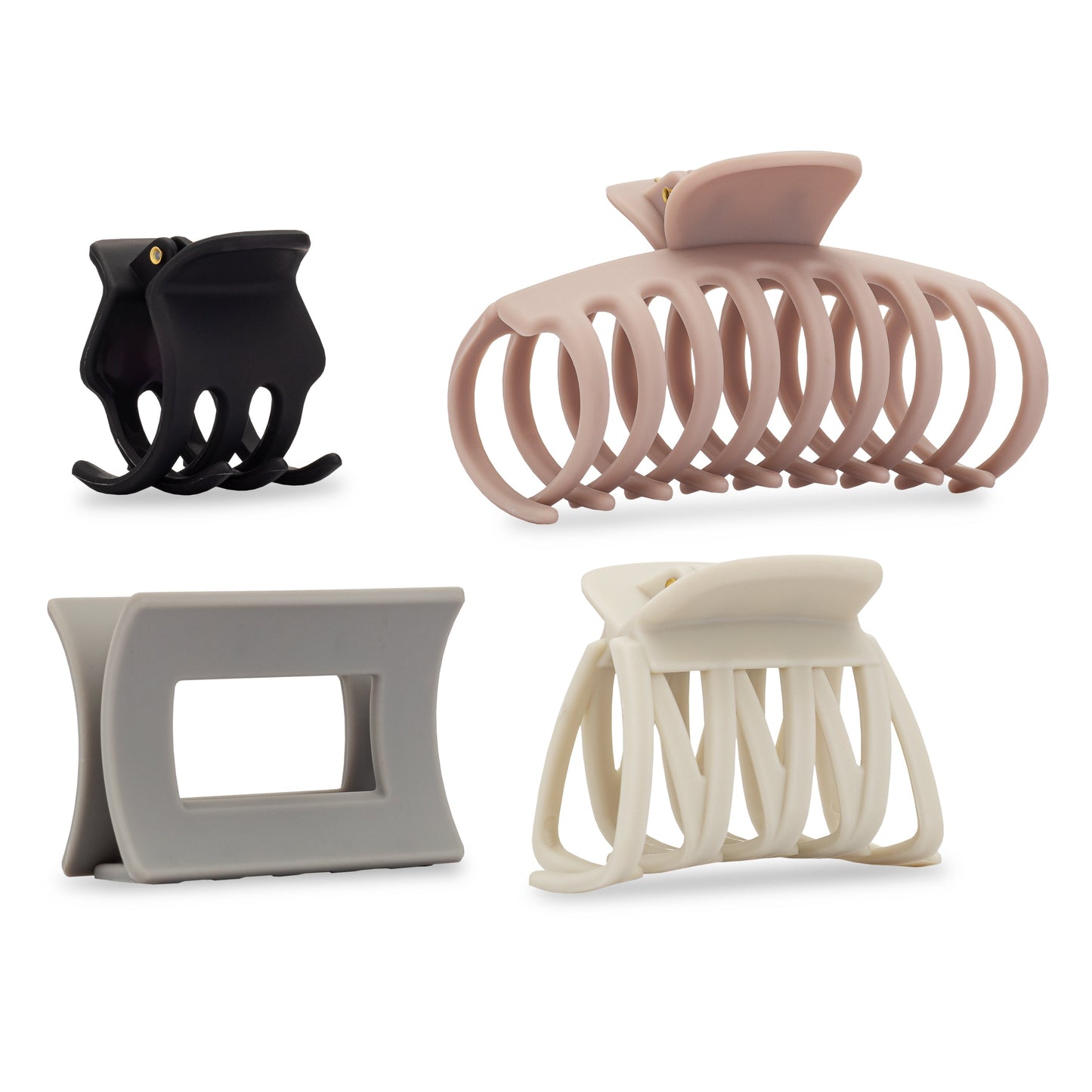 Wet Brush Graphic Monochrome Kit featuring stylish hair clips in black, pink, gray, and white colors