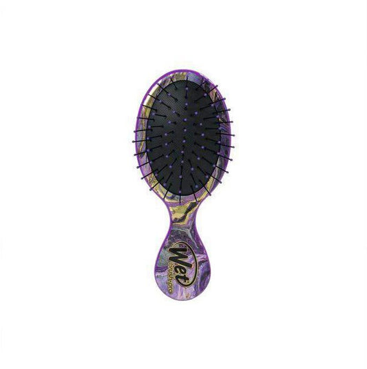 Wet Brush mini detangler in purple and yellow with flexible bristles for effortless hair detangling