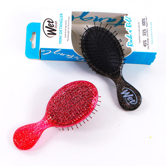 Wet Brush Mini Glitter Detangler in Pink and Black for Effortless Hair Detangling