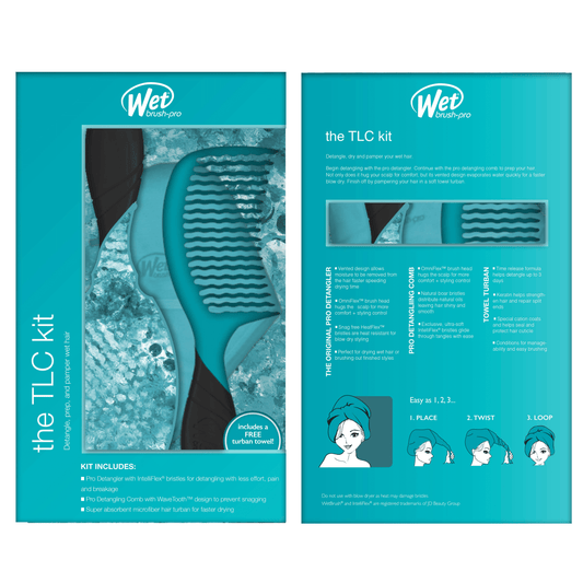 Wet Brush Pro Detangling Kit featuring a brush and instructions for easy hair care