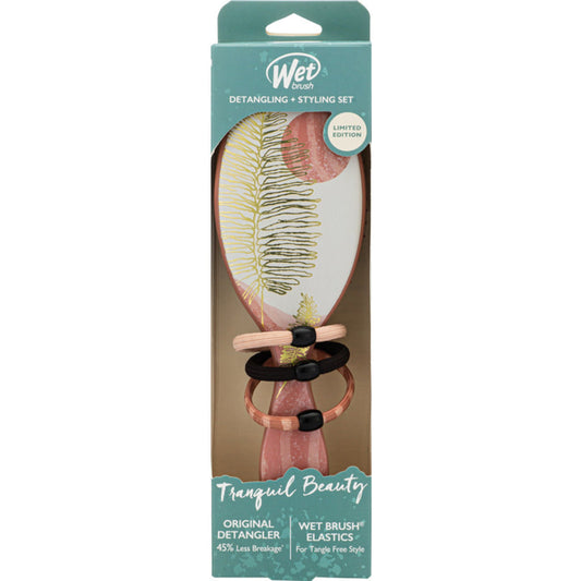 Wet Brush Pro Tranquil Beauty Kit with detangling brush and stylish elastics for effortless hair styling