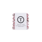 Teleties tiny hair ties in a pink design with a strong grip, no rip hair tie that gives back