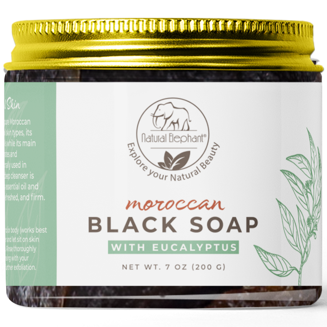 Natural Elephant Moroccan Black Soap 7 oz (200 g)