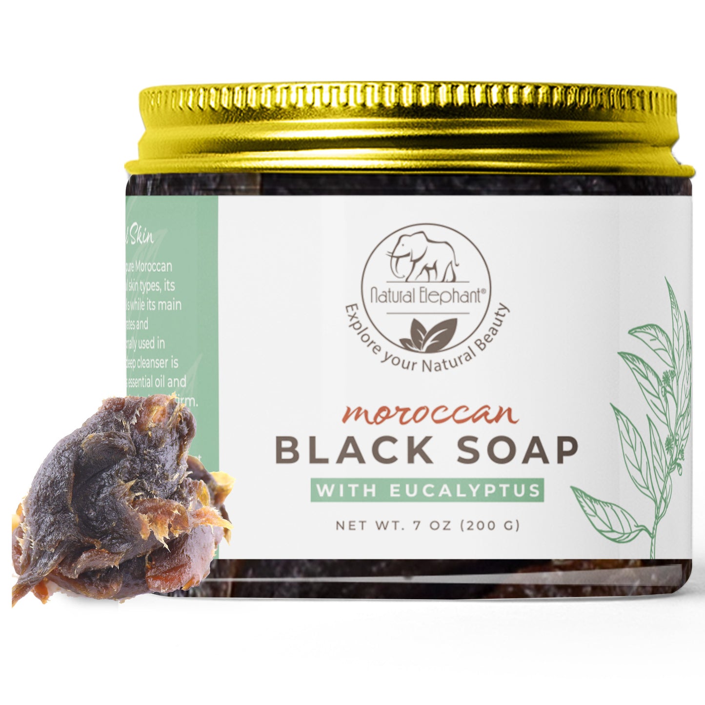 Natural Elephant Moroccan Black Soap 7 oz (200 g)