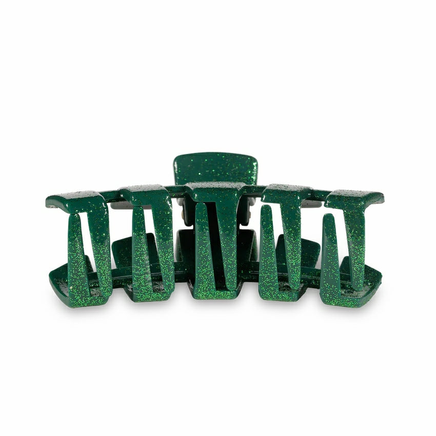 Teleties Classic Holiday Large Green Glitter Hair Clip