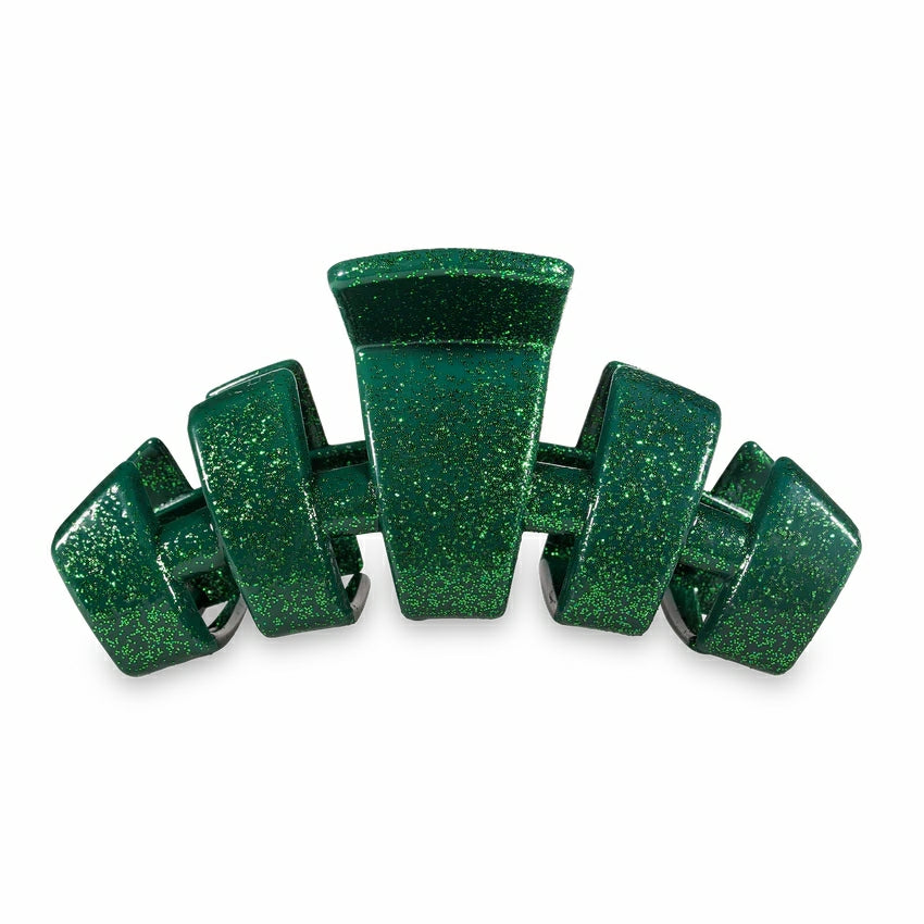 Teleties Classic Holiday Large Green Glitter Hair Clip