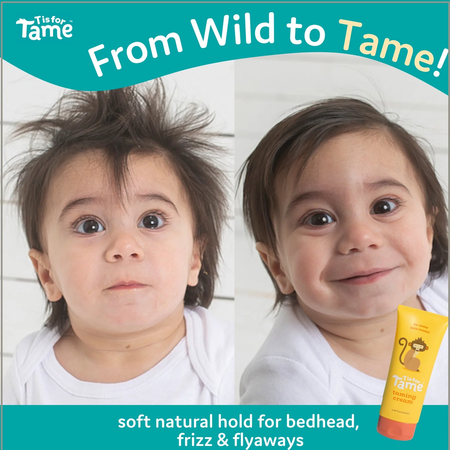 T is for Tame Taming Cream for Frizz, Flyaways and Bed Head 3.38 fl oz