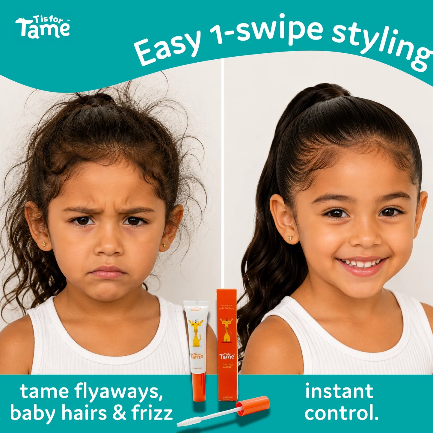 T is for Tame Taming Cream Wand for Frizz & Bedhead 0.51 fl oz