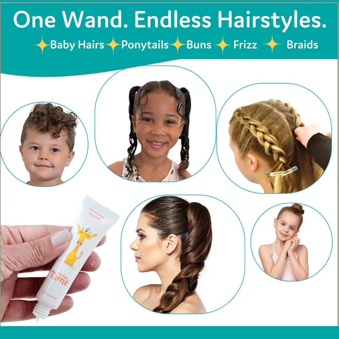 T is for Tame Taming Cream Wand for Frizz & Bedhead 0.51 fl oz