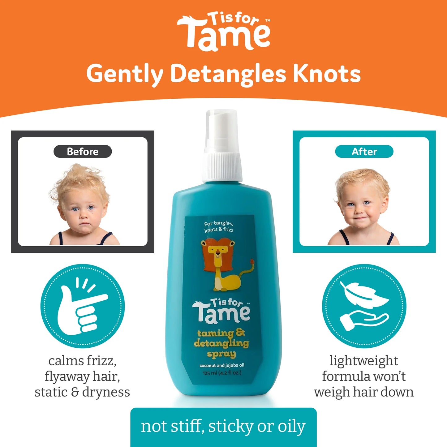 T is for Tame Taming & Detangling Spray for Knots, Frizz, and Tangles 4.2 fl oz