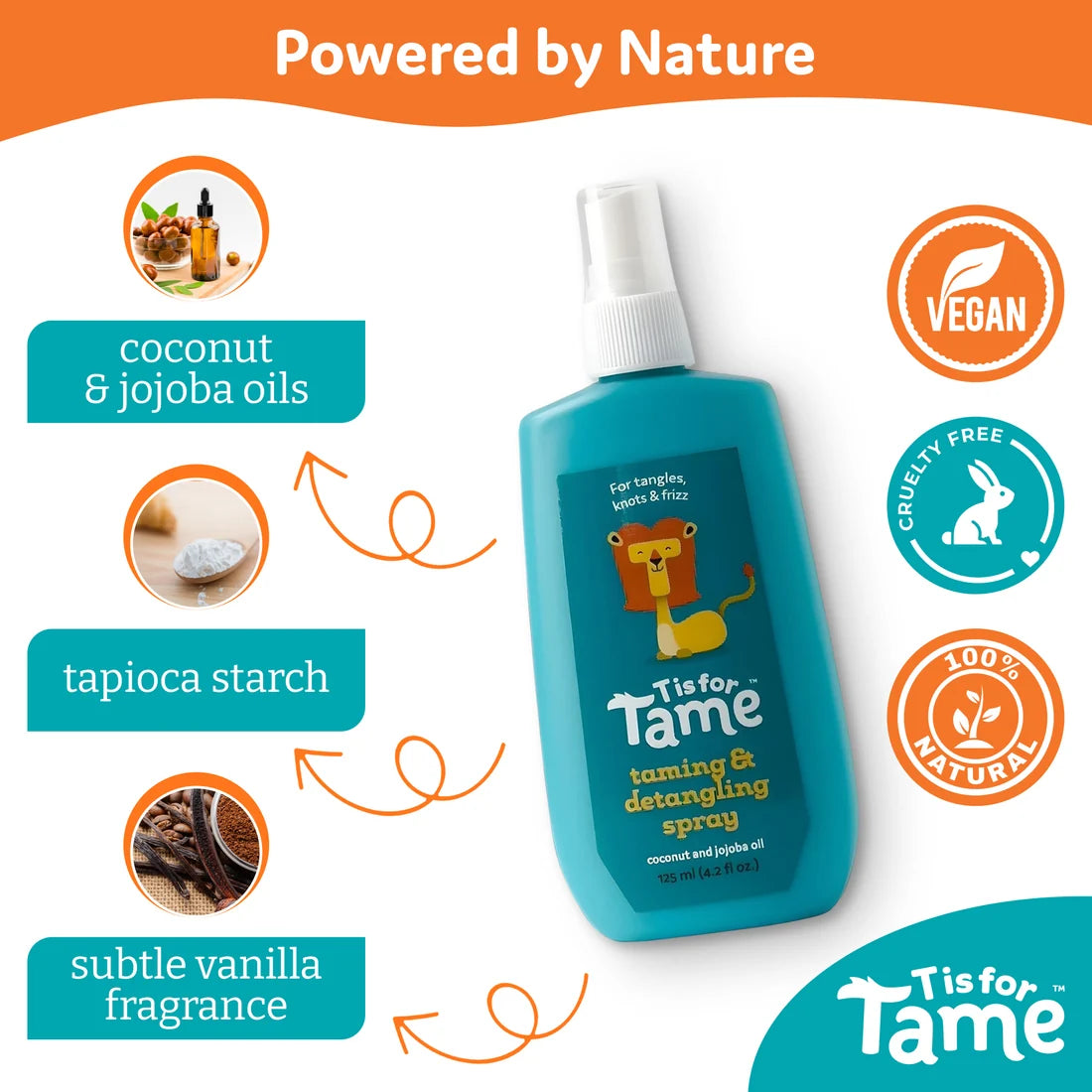 T is for Tame Taming & Detangling Spray for Knots, Frizz, and Tangles 4.2 fl oz