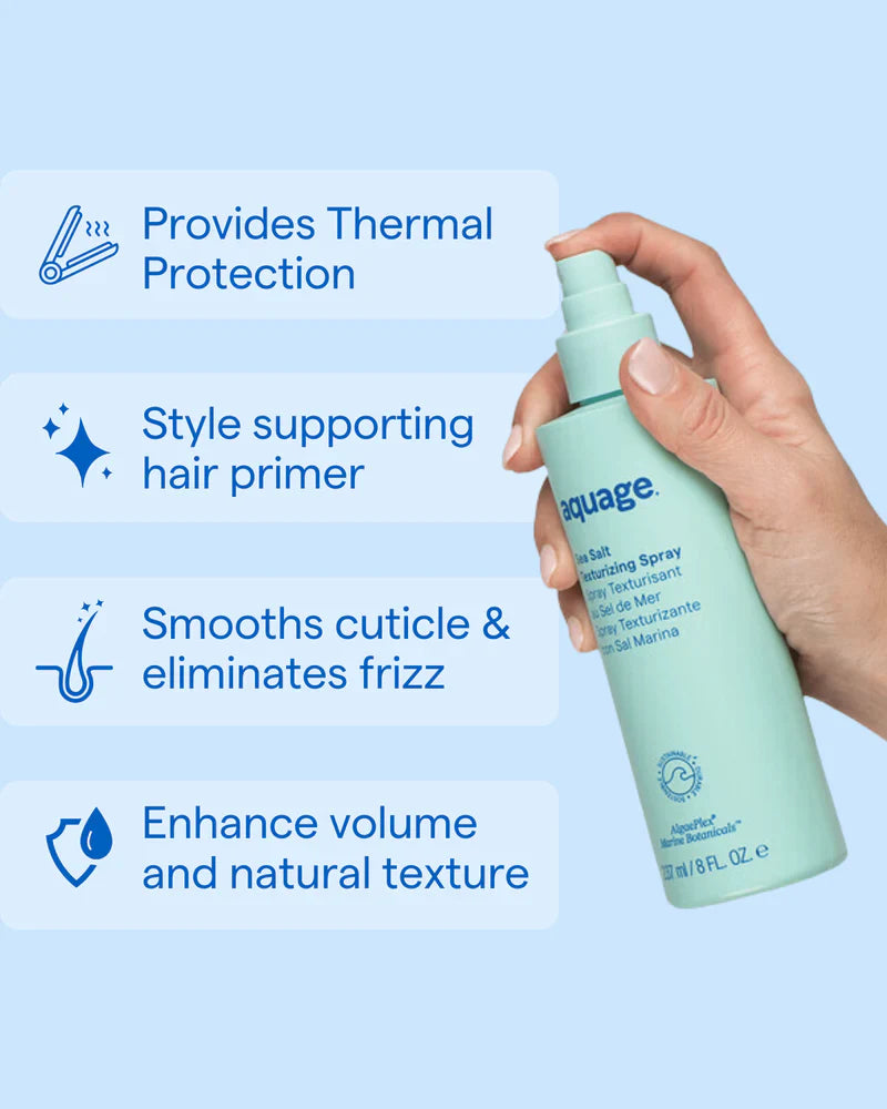 Aquage Sea Spray Salt Hair Primer for Thermal Protection and Frizz Control with Volume Enhancement