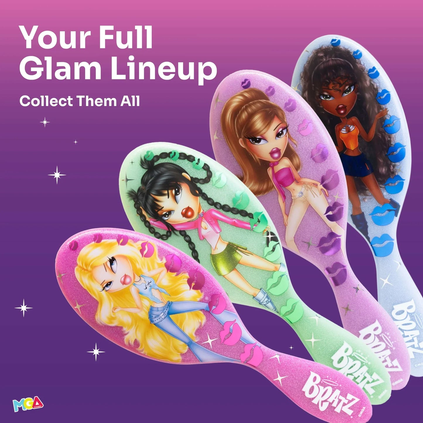 Wet Brush Glam Lineup featuring colorful brushes, ideal for detangling hair with style and ease