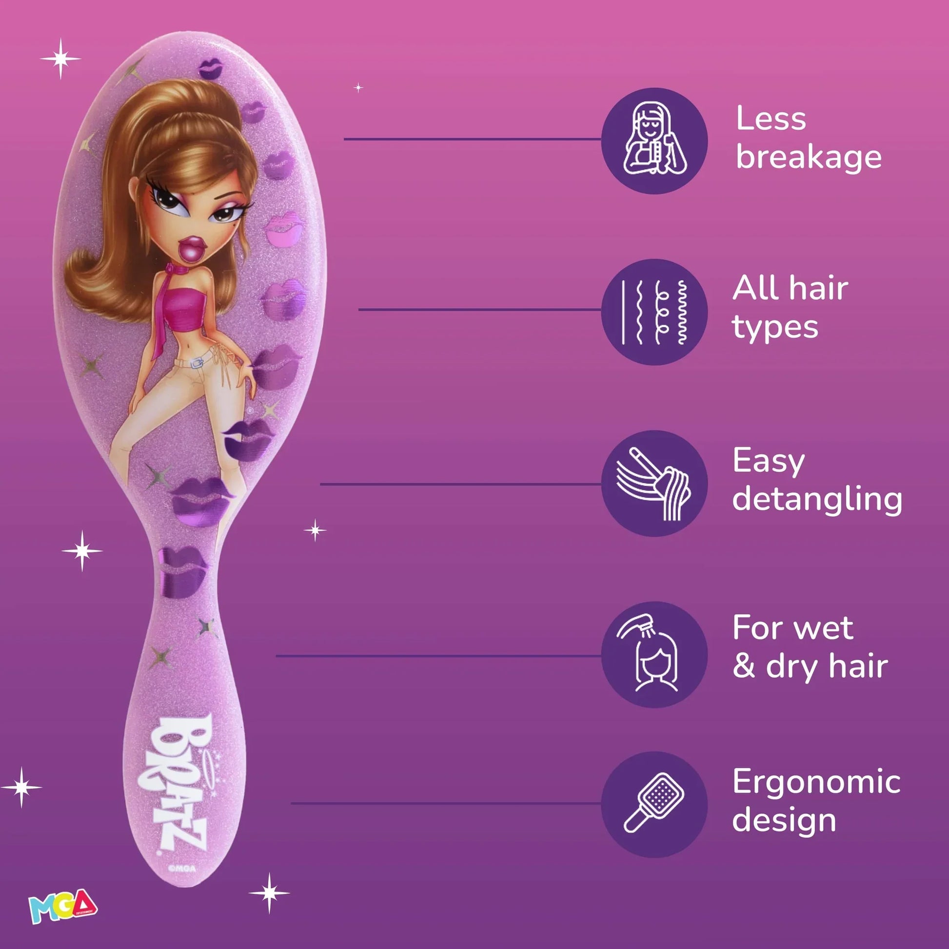 Wet Brush with ergonomic design for easy detangling of wet and dry hair, suitable for all hair types