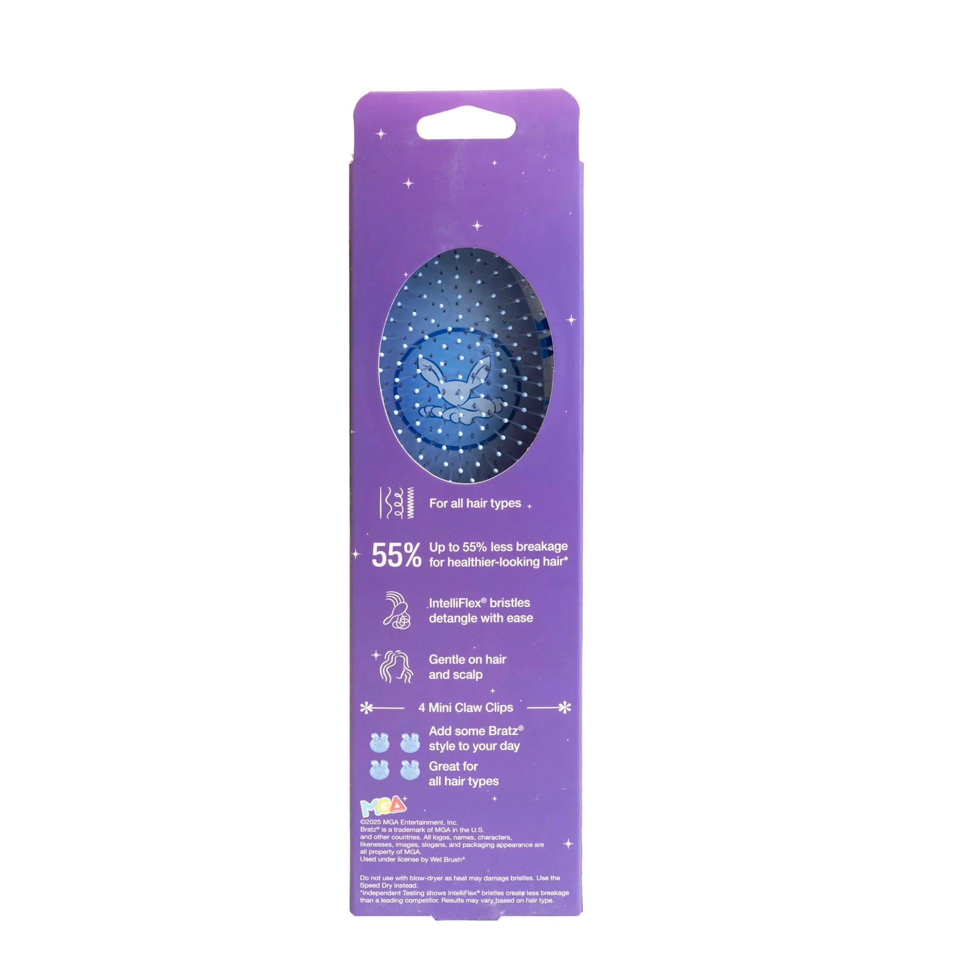 Wet Brush packaging showcasing gentle hair detangler for all hair types with 55 less breakage