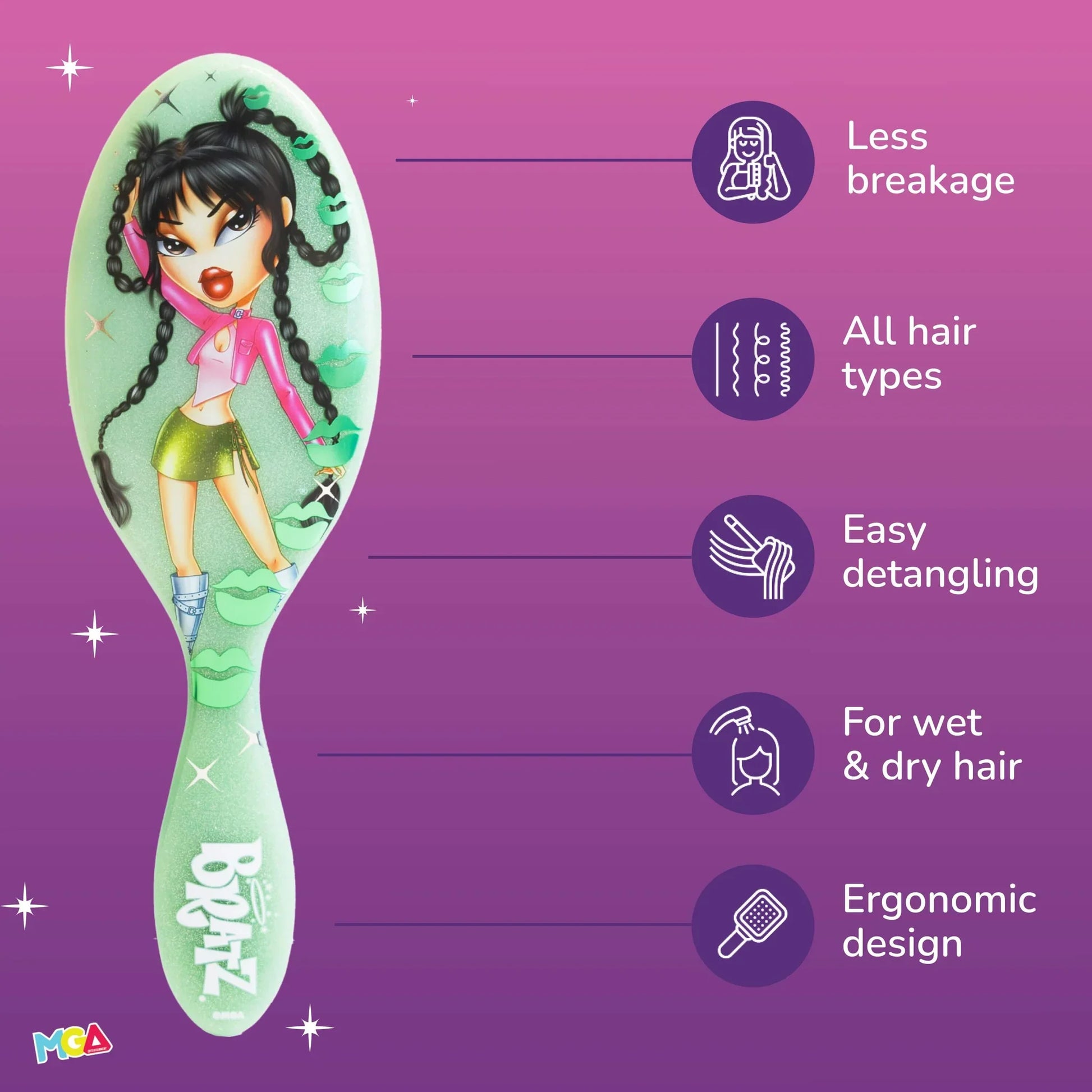 Wet Brush with ergonomic design for easy detangling suitable for all hair types