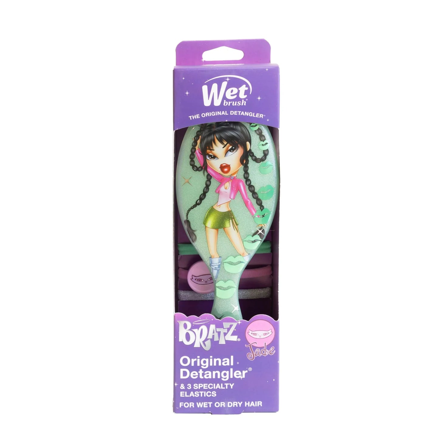 Wet Brush Bratz Original Detangler with 3 Specialty Elastics for Wet or Dry Hair