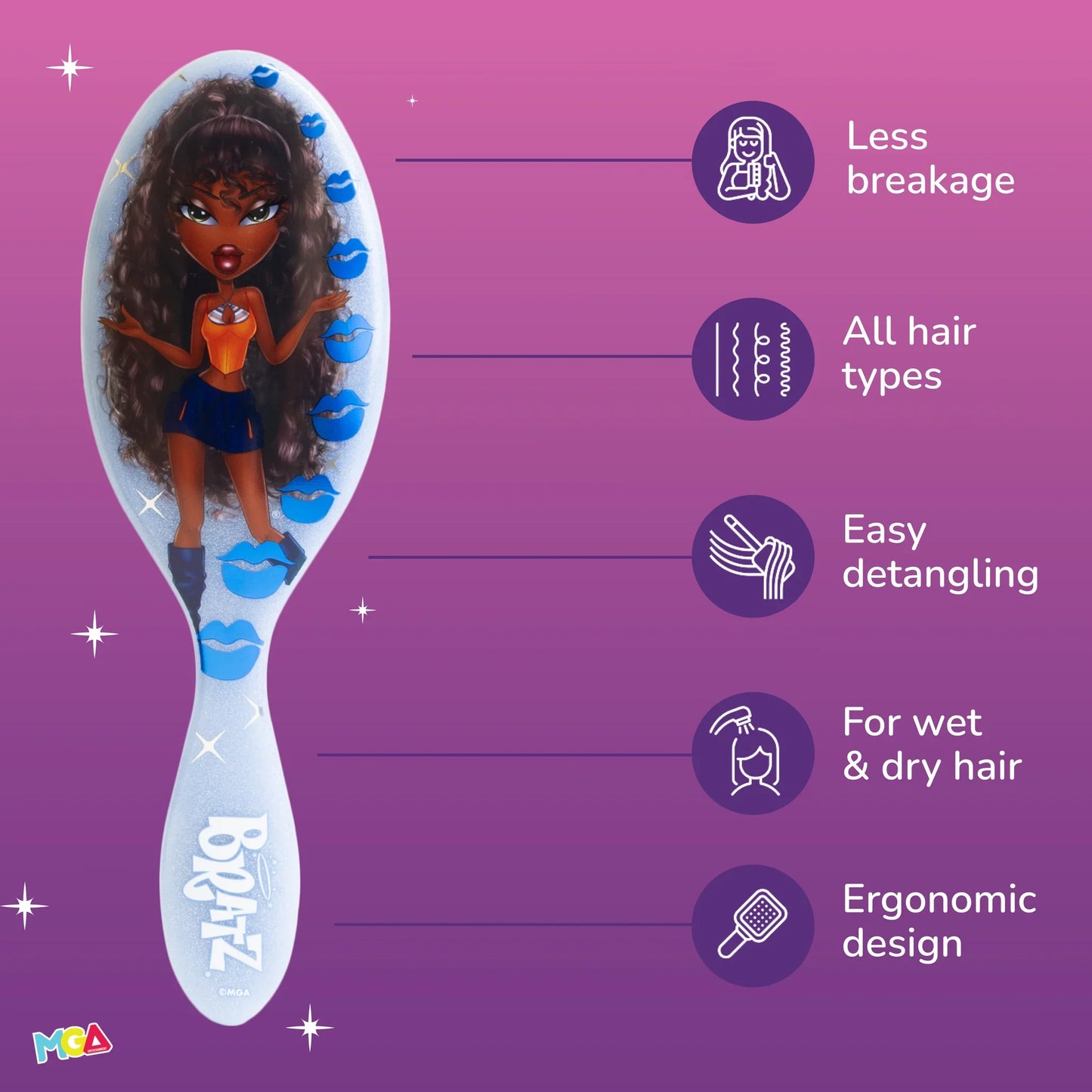 Wet Brush with Bratz design for easy detangling of all hair types without breakage