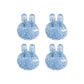 Set of four blue bunny-shaped grips designed for holding the dryer vent brush kit securely