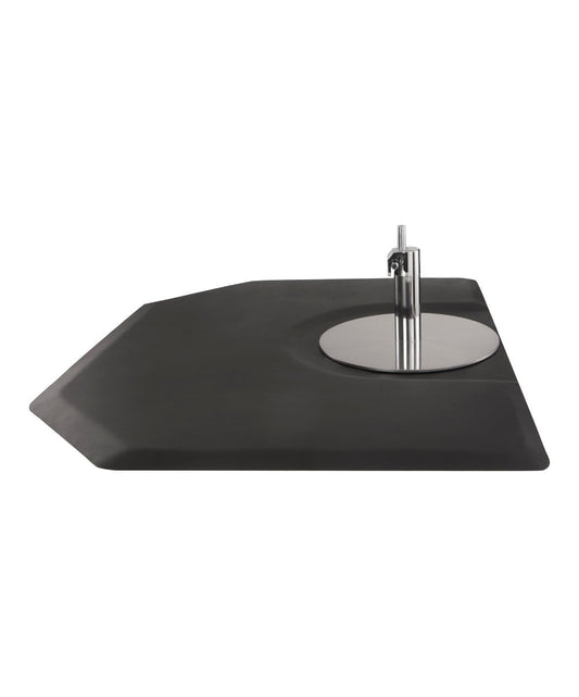 Buy-Rite Comfort Plus floor mat black anti-fatigue mat with beveled edges and center cutout for chair base