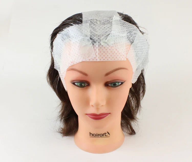 Seki Edge end papers for hair treatments displayed on a mannequin head with long hair