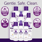 Fairy Tales children hair care lineup with purple capped bottles featuring a kids conditioning spray and shampoo