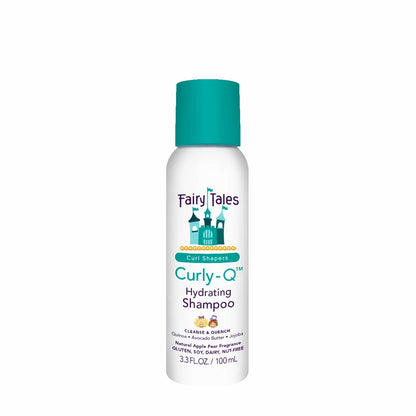 Fairy Tales Curly Q hydrating kids curly hair shampoo bottle with teal cap 3.3 fl oz