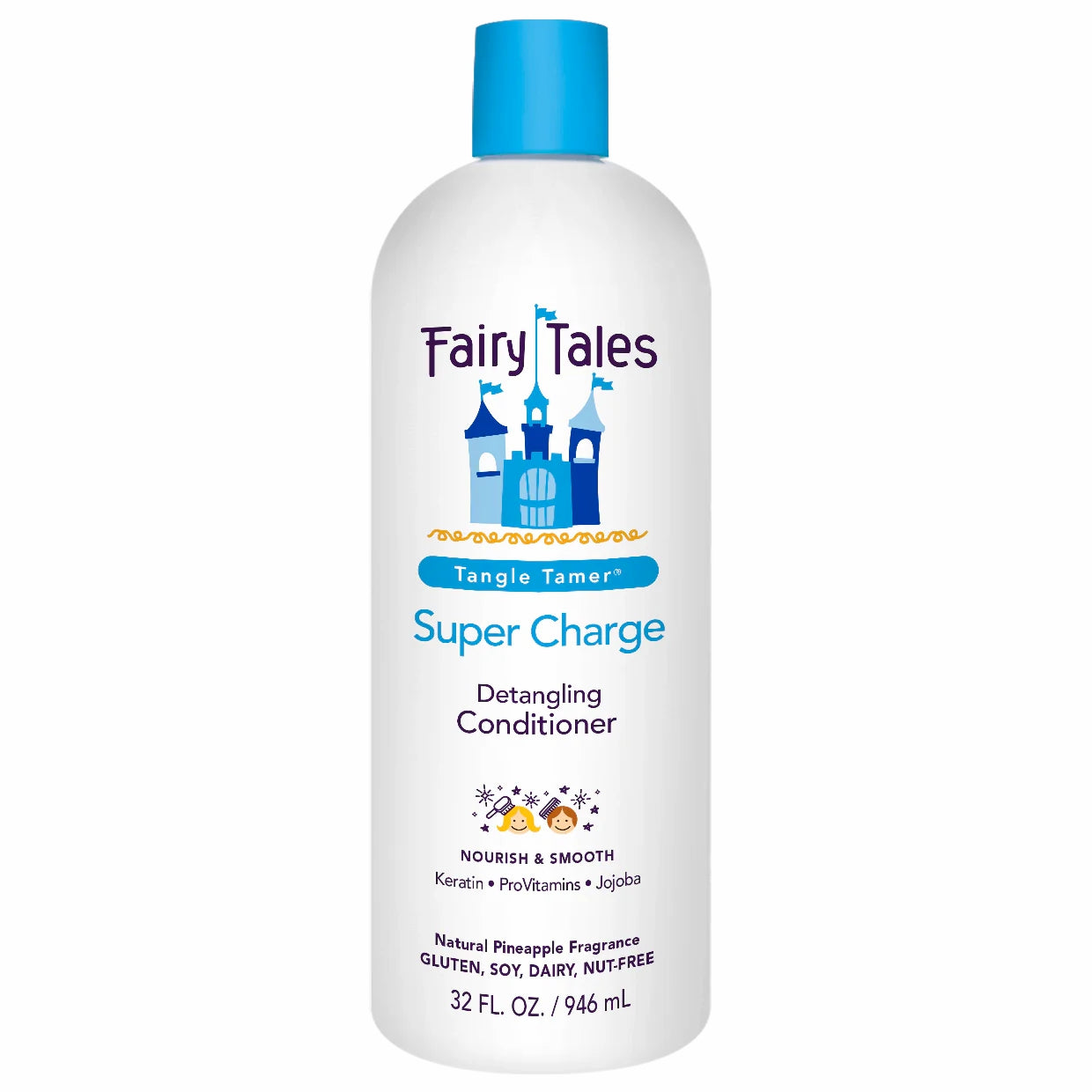 Fairy Tales Super Charge Tangle Tamer kids detangling conditioner in a 32 fl oz bottle