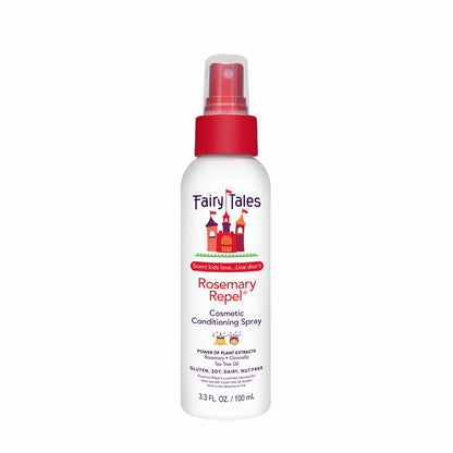 Fairy Tales rosemary repel conditioning spray white bottle with red spray top cosmetic hair mist for kids