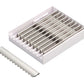 Feather razor blades in a compact white storage box for precision shaving and grooming