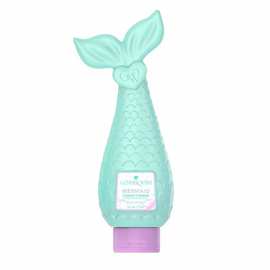 Glimmer Wish Mermaid Conditioner in a unique mermaid tail bottle for hydration and shine