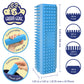 Groom Genie pet hair remover brush in blue featuring a comfortable palm grip and travel size design