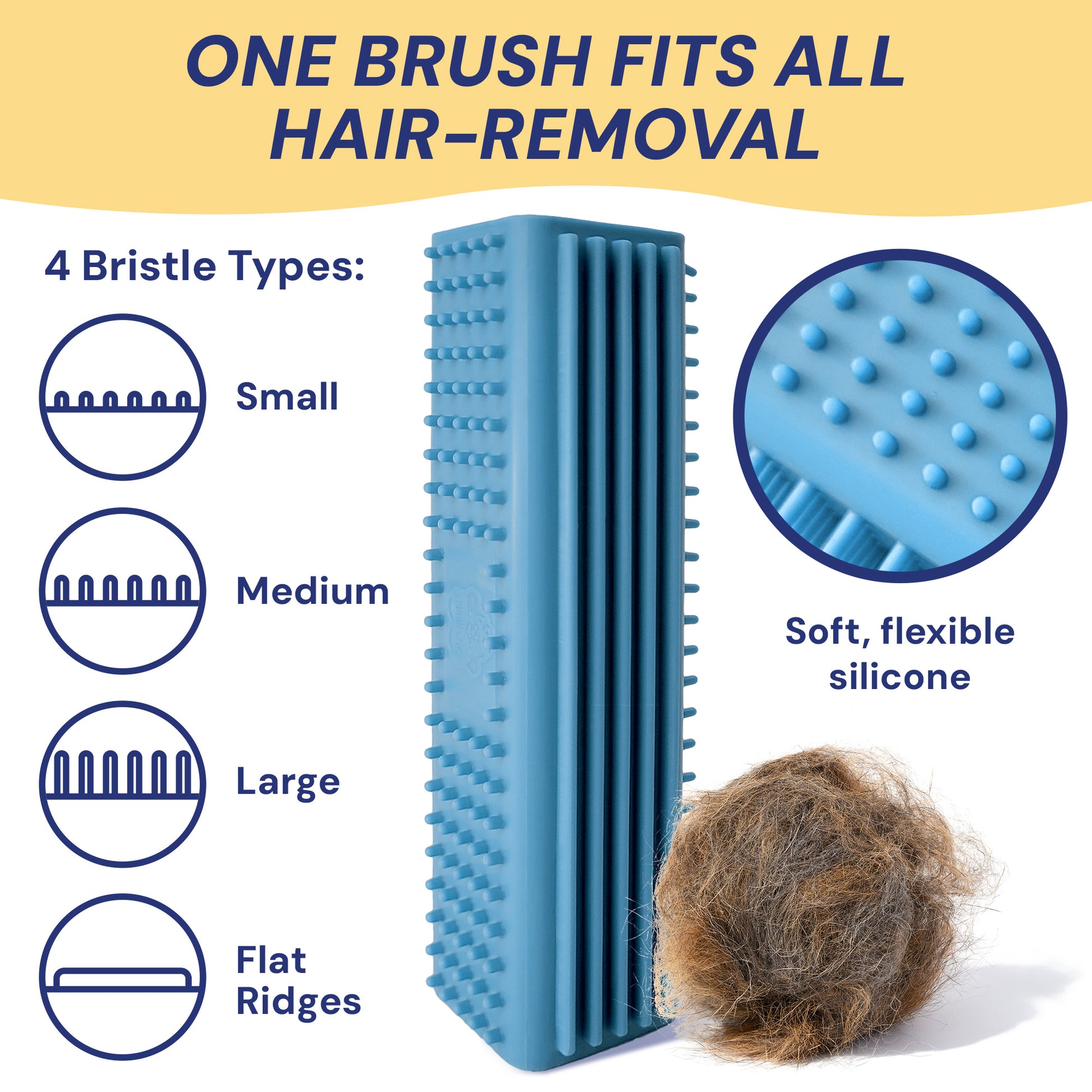 Groom Genie Pet Hair Remover Brush with four bristle types for effective hair removal