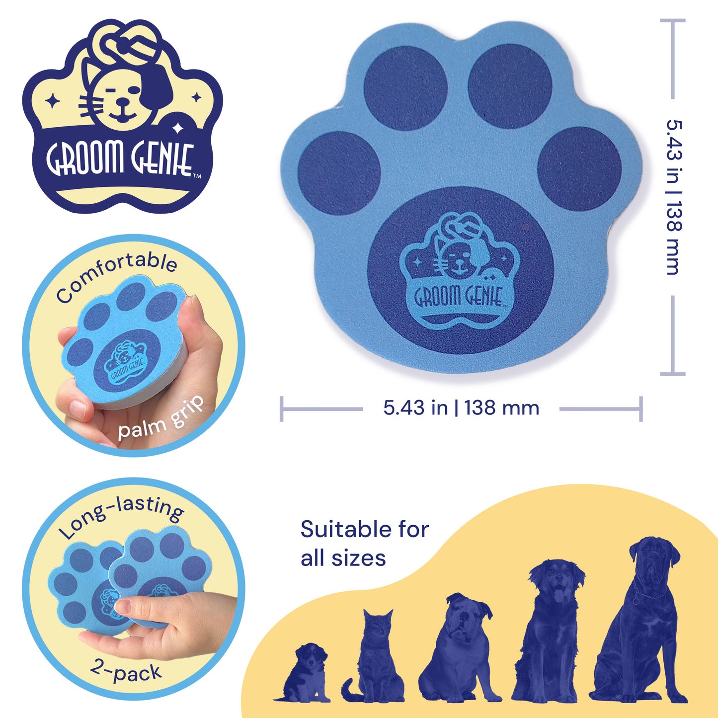 Groom Genie pet nail file with comfortable grip, ideal for all sizes of pets in a 2-pack