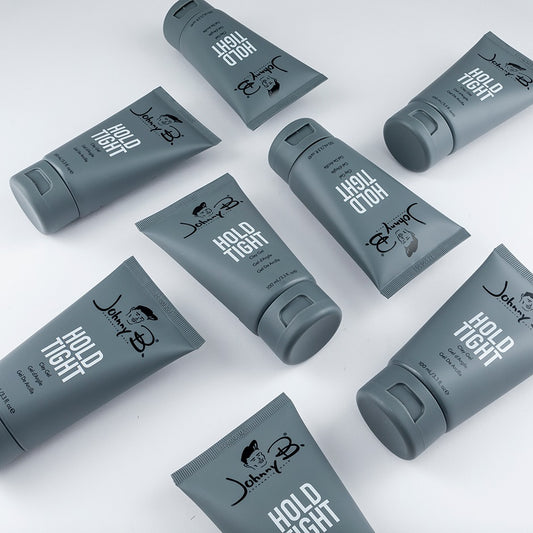 Johnny B Hold Tight Clay Gel in Gray Tubes for Strong Hold and Texture Styling