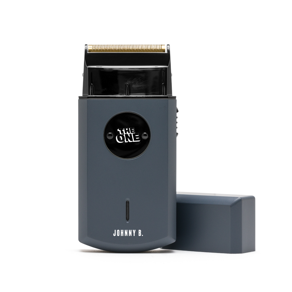 Johnny B The One shaver in sleek grey design with adjustable length settings for precise grooming