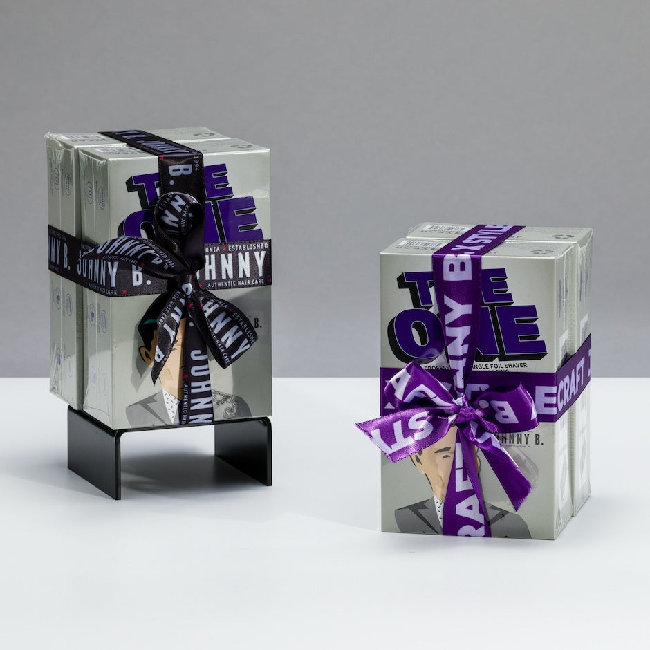 Johnny B The One shaver gift set with stylish packaging and ribbon, ideal for a premium grooming experience