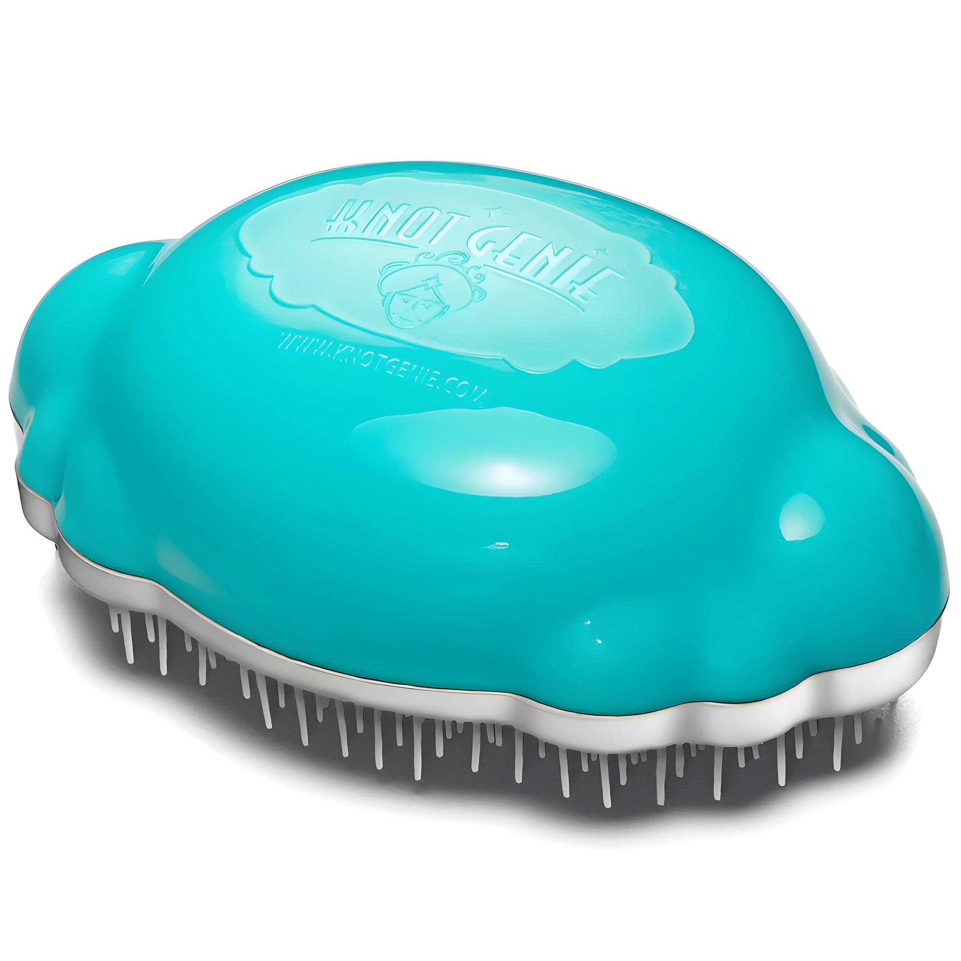 Knot Genie Teeny Genie detangling brush in teal color designed for gentle hair detangling