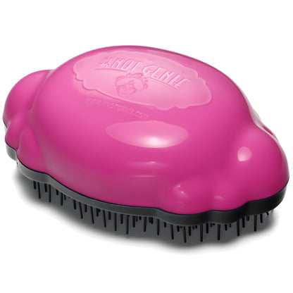Knot Genie Teeny Genie detangling brush in pink with flexible bristles for easy hair detangling