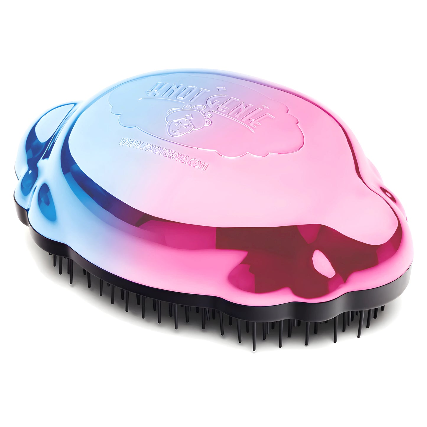 Knot Genie Teeny Genie detangling brush in pink and blue for easy hair detangling