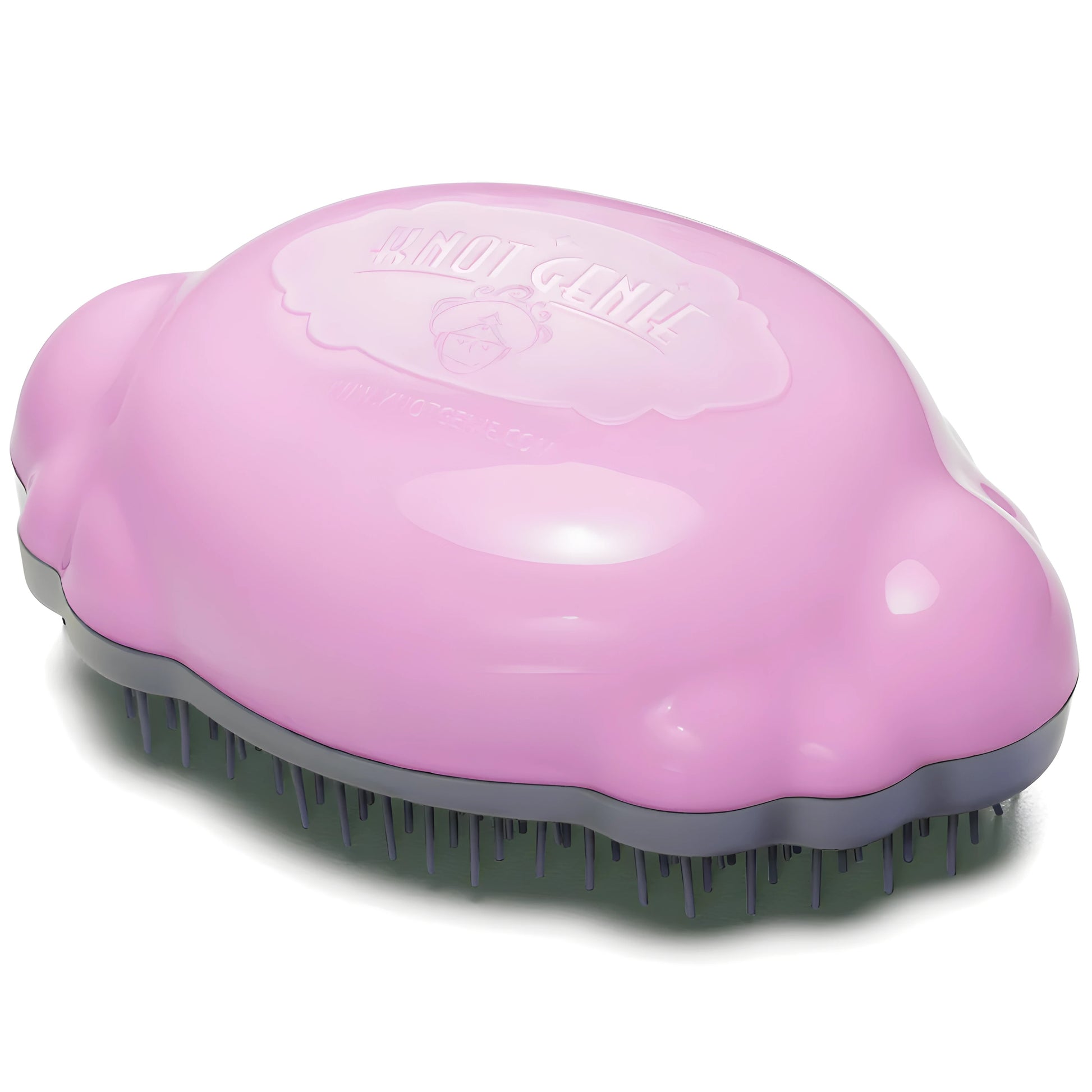 Knot Genie Teeny Genie detangling brush in pink designed for easy and gentle hair detangling