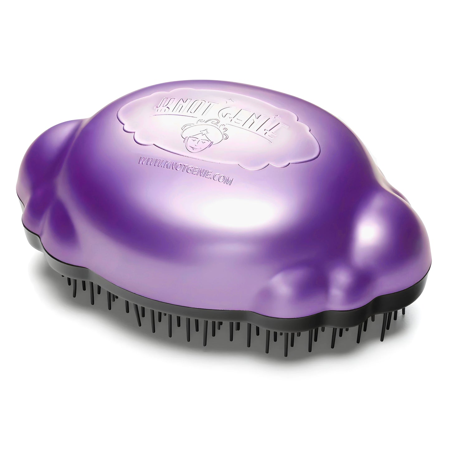 Knot Genie Teeny Genie detangling brush in purple with ergonomic design for easy hair detangling