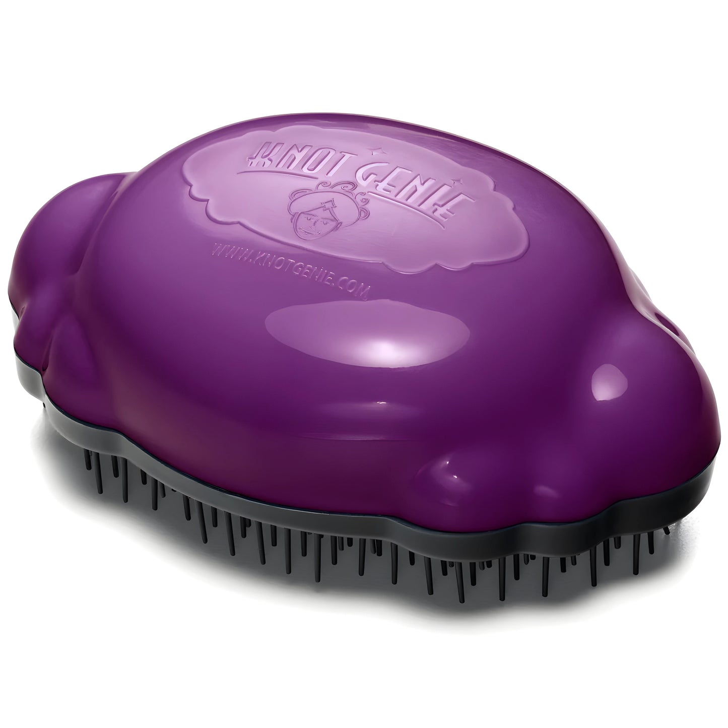 Knot Genie Teeny Genie detangling brush in purple with ergonomic design for easy use