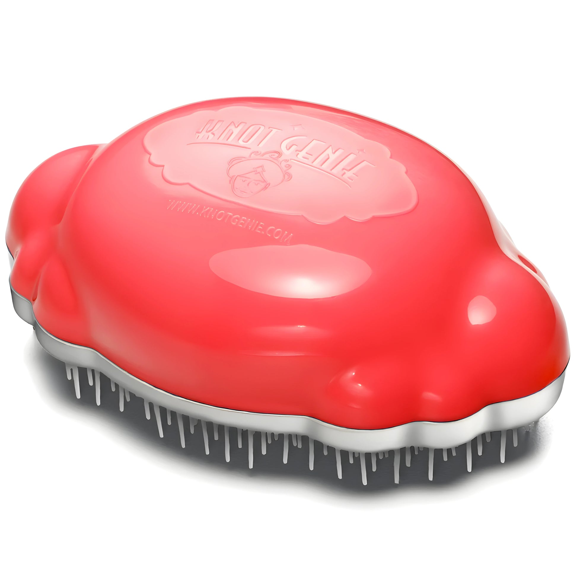 Knot Genie Teeny Genie detangling brush in red for effortless hair detangling and styling